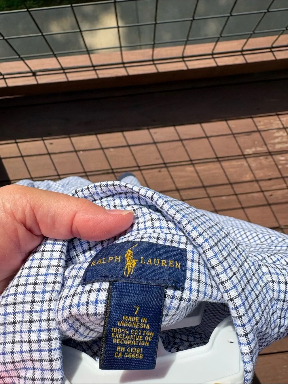 Ralph Lauren Blue & White Mini-Check Oxford Button-Down Shirt - Kids